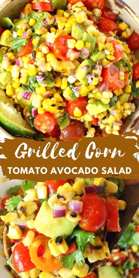 Veggie Society, Roasted Corn Salad, Corn Tomato Avocado Salad, Corn Tomato Salad, Tomato Avocado Salad, The Best Salad, Corn Avocado Salad, Grilled Corn Salad, Best Salad