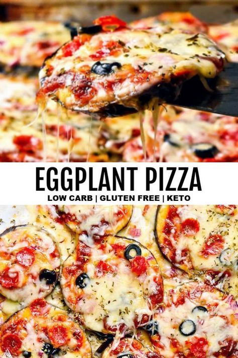 *NEW* Easy, cheesy, and TASTY --this eggplant pizza is about to become a staple in your low carb kitchen! All you need is ten minutes, two thumbs, and a handful of ingredients. #lowcarbeggplantpizza #eggplantpizza Keto Eggplant Pizza, Eggplant Pizza Recipe, Tortellini Pesto, Keto Eggplant, Eggplant Pizza, Eggplant Recipes Easy, Eggplant Pizzas, Egg Plant, Boiled Egg Diet Plan