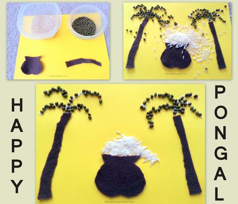 Pongal Craft / Grain Craft – Godly Indian Mom Pongal Craft, Sweet Rice Recipe, Lord Indra, Pongal Festival, 100th Day Of School Crafts, Art And Craft Ideas, Grade Spelling, Craft Ideas For Kids, Heritage Crafts