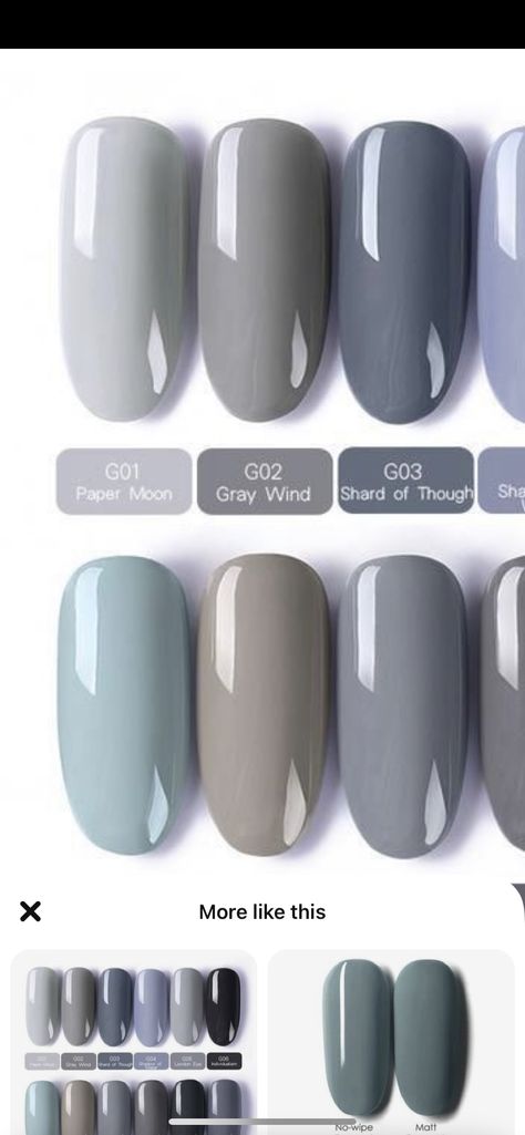 Nail Color Gray, Grey Mani Pedi Combos, Light Gray Gel Nails, Plain Nails Colors Winter, French Manicure Ideas Colored, Blue Gray Dip Nails, Light Grey Pedicure, Light Grey Dip Nails, Nails For Gray Dress