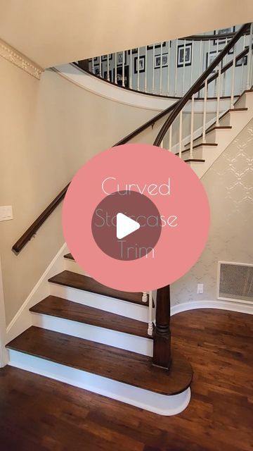 Stairs Trim, Round Stairs, Stairs Edge, Stairs Makeover, No Going Back, Base Trim, Diy Stairs, Curved Staircase, Save For Later