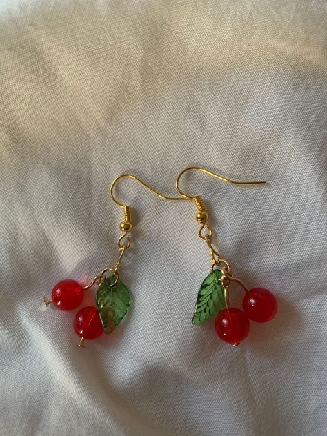 Diy Cherry Earrings, Cherry Earrings Outfit, Cherry Accessories, Jewellery Lookbook, Building Outfits, Cherry Decor, Cherry Jewelry, England Autumn, Creative Earrings