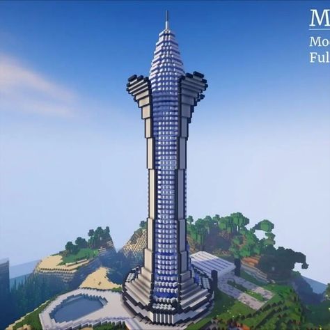 Are you looking for a skyscraper built in Minecraft that looks amazing and stunning wherever angle you look? Then this Stylish Modern Skyscraper in Minecraft is the perfect build you're searching for! With a tower this big, you'll never get lost as it would be visible wherever you go around your base! So check it out now. Minecraft Skyscraper, Minecraft House Ideas, Minecraft City Buildings, Modern Skyscrapers, Minecraft Modern, Cool Minecraft Houses, Big Building, Minecraft City, Minecraft House