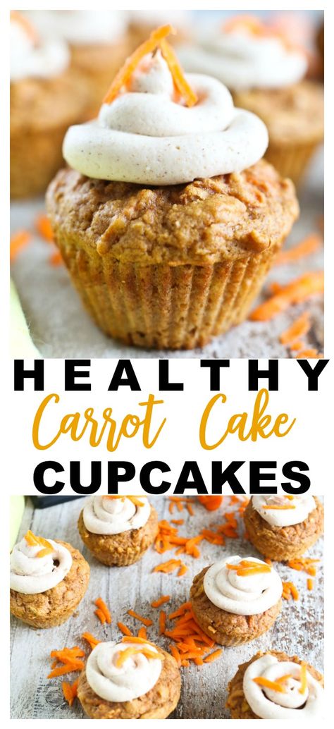 HEALTHY Carrot Cake Cupcakes recipe! Your whole family will thank you for making this recipe!! #healthy #recipes #carrotcake #easter #cupcakes #lowfat #lowcalorie #dessert | Posted By: DebbieNet.com Frosting Healthy, Healthy Cream Cheese Frosting, Desserts Nutella, Healthy Carrot Cake, Smores Dessert, Healthy Cupcakes, Coconut Dessert, Healthy Carrot Cakes, Healthy Easter