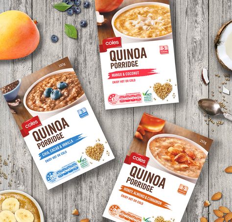 Porridge Packaging, Quinoa Porridge, Gluten Free Brands, Mushroom Stew, Healthy Restaurant, Chicken Masala, Bakery Packaging, Food Poster Design, Protein Drinks