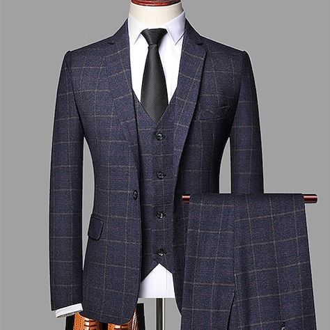 Plaid Wedding Dress, Plaid Suit Men, Formal Suits Men, Wedding Dress Suit, Groom Wedding Dress, Checked Suit, Trendy Jackets, Plaid Suit, Tuxedo Dress