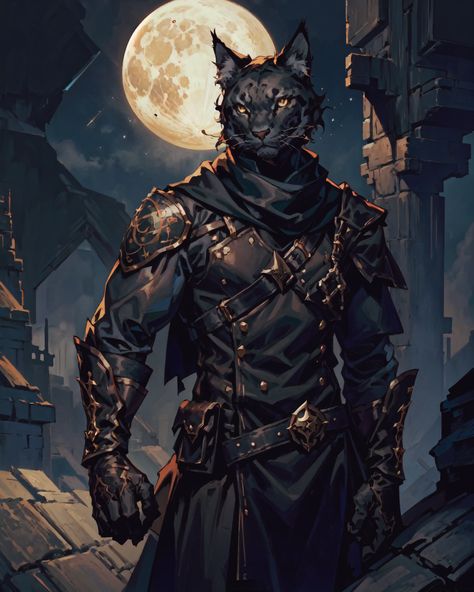 tabaxi ranger/rogue/thief Orange Tabaxi Dnd, Tabaxi Necromancer, Dnd Tabaxi Rogue, Black Tabaxi Rogue, Panther Tabaxi, Tabaxi Artificer, Black Tabaxi, Tabaxi Pirate, Tabaxi Paladin