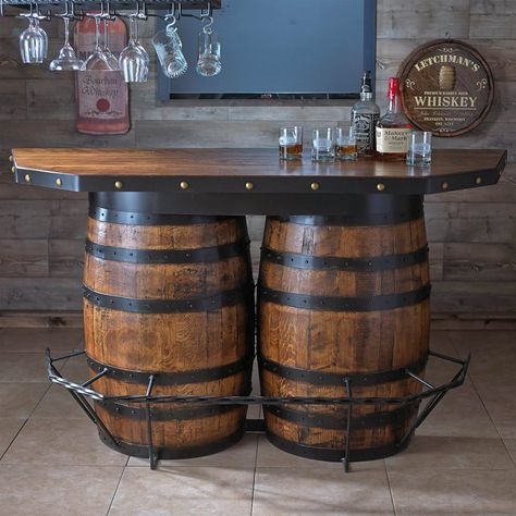 Doc Holiday's Hideout Barrel Bar Barrel Tables, Whiskey Barrel Bar, Wine Barrel Bar, Wine Barrel Table, Wooden Barrels, Barrel Coffee Table, Barrel Ideas, Barrel Projects, Wine Barrel Furniture