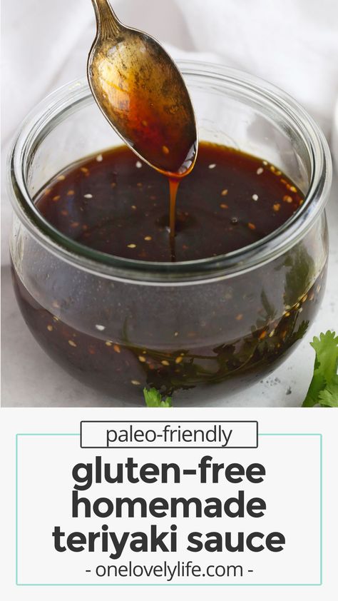 Homemade Teriyaki Sauce - Elevate your stir-fry game with this gluten-free teriyaki sauce! It comes together in a snap and tastes great on stir-fry, salmon, chicken, noodle bowls & more. (Gluten-Free, Paleo-friendly!) // Paleo Teriyaki Sauce // Gluten-Free Teriyaki Sauce // gluten free stir fry sauce // gluten-free teriyaki marinade // paleo teriyaki marinade Gluten Free Teriyaki Sauce Recipe, Gluten Free Stir Fry Sauce, Vegan Teriyaki Sauce, Gluten Free Teriyaki Sauce, Gluten Free Stir Fry, Gluten Free Chinese, Gluten Free Sauces, Paleo Sauces, Teriyaki Sauce Recipe