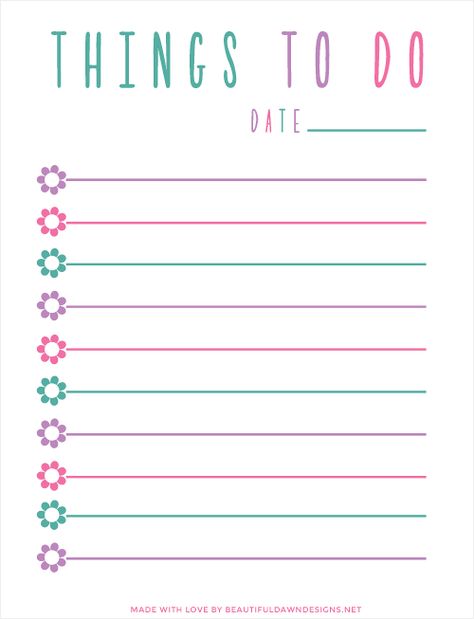 To do list in purple, blue, and pink. Free To Do List Printable, Free To Do List, To Do List Template, Beautiful Dawn, Weekly Planner Free Printable, Weekly Planner Free, To Do List Printable, Designs Printable, Free Printable Stationery