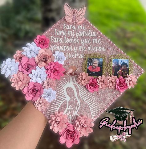 💞Please READ💞 I’m still trying to catch up on messages but right now I have so many orders I’m focusing on that and when ever I have time… | Instagram First Generation Graduation Cap, Hispanic Graduation Cap Ideas, Cap Decoration Graduation High School, College Cap Decorations, Grad Rings, Pink Graduation Cap, Cricut Graduation, Handmade Graduation Gifts, Graduation Cap Designs College