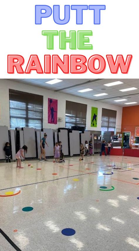 Pe Classroom Ideas, Kindergarten Gym Games, Elementary Pe Games, Kindergarten Gym, Golf Games For Kids, Awana Games, Kid Exercise, Adapted Pe, Elementary Games