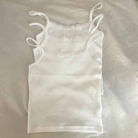 White Bow Tank Top 3-Pack Xs but can fit a S free... - Depop White Bow Tank Top, Bow Tank Top, Top With Bow, Dream Outfits, Vest White, White Bow, White Tank Top, Christmas Wishlist, White Tank