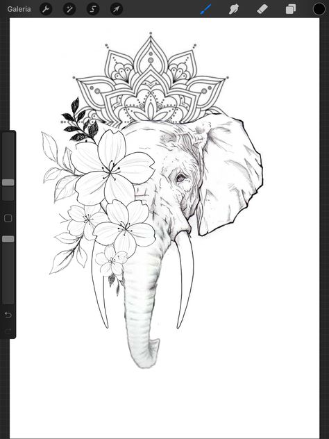 Stencil Outline Tattoo, Floral Tattoo Stencil, Elephant Head Tattoo, Mandala Elephant Tattoo, Flower Leg Tattoos, Hamsa Hand Tattoo, Turtle Tattoo Designs, Magic Runes, Stencil Outline