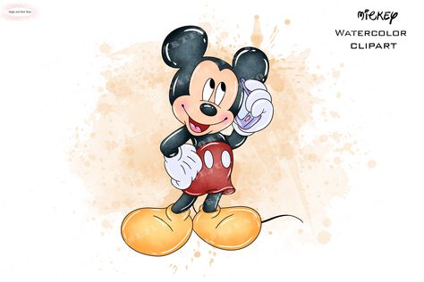 Mickey Mouse Artwork, Mickey Watercolor, Mickey Mouse Watercolor, Mickey Clipart, Disney Clip Art, Mouse Watercolor, Mickey Tattoo, Mickey Mouse Clipart, Sports Nursery Theme