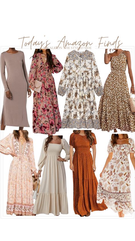 Maxi Dresses For Fall, Fall Dress Long Sleeve, Long Sleeve Dress Modest, Fall Dresses From Amazon, Maxi Dress Amazon, Amazon Dresses Fall, Modest Amazon Dresses, Amazon Fall Photo Outfits, Amazon Maxi Dress