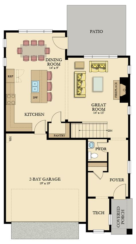 Open Style Kitchen And Living Room, Living Room Floorplan Layout, Wide Open Kitchen And Living Room, Connected Living Room And Kitchen, Open Concept Kitchen Floor Plan, Open Concept Kitchen Living Room Floor Plans, Foyer Open To Dining, Kitchen Living Area Open Plan Layout, Modern House Interior Living Room Open Concept