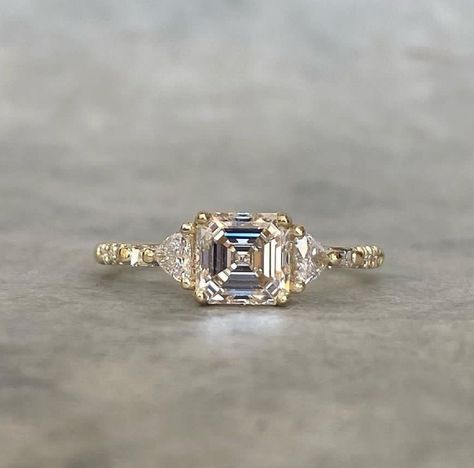 Vintage Asscher Cut Engagement Ring 2.0 Carat Colorless Asscher Moissanite Promise Ring 14K Solid Gold Delicate Ring Dainty Wedding Ring Asscher Cut Engagement Ring, Asscher Cut Diamond Engagement Ring, Asscher Cut Engagement Rings, Asscher Cut Ring, Dainty Wedding, Dainty Wedding Ring, Asscher Cut Diamond, Moissanite Engagement Ring Oval, Promise Ring Gift