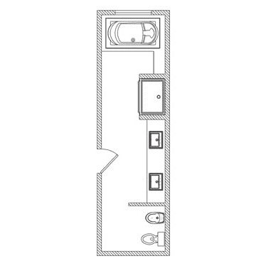 21 Bathroom Floor Plans for Better Layout Galley Style Bathroom Layout, 6ft By 6ft Bathroom Layout, Bathroom Off Kitchen Layout, Ensuite Bathroom Ideas Long Narrow, 7x13 Bathroom Layout, Small 5 Piece Bathroom Layout, Bathroom Plans Layout Design, Tiny Bathrooms Layout, 9x12 Bathroom Layout Master Bath