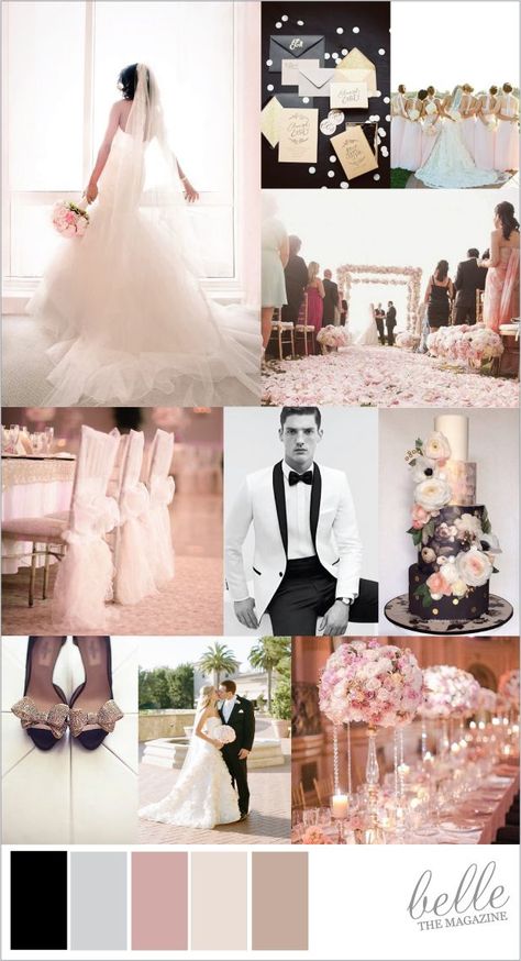 Blush Pink And Black Wedding, Glamour Wedding, Light Pink Wedding, North Cyprus, Pink Wedding Inspiration, Black Blush, Blush Gold, Black White Wedding, Wedding Theme Colors