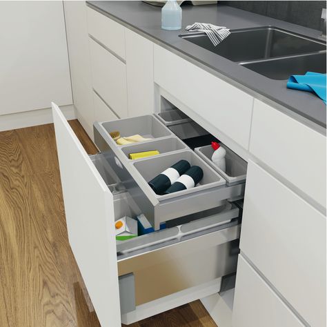 Waste Bin System, Vauth-Sagel VS ENVI Drawer - Häfele U.K. Shop Pullout Storage, Bin Drawer, Kabinet Dapur, Kitchen Drawer Organization, Installing Cabinets, Drawer Design, Cleaning Storage, Kitchen Drawers, Storage Drawer