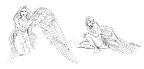 Drawing Wings, Fallen Angel Tattoo, Angel Videos, Fashion Illustration Face, Alien Drawings, Angel Drawing, Fallen Angels, Sketches Tutorial, Concept Art Drawing