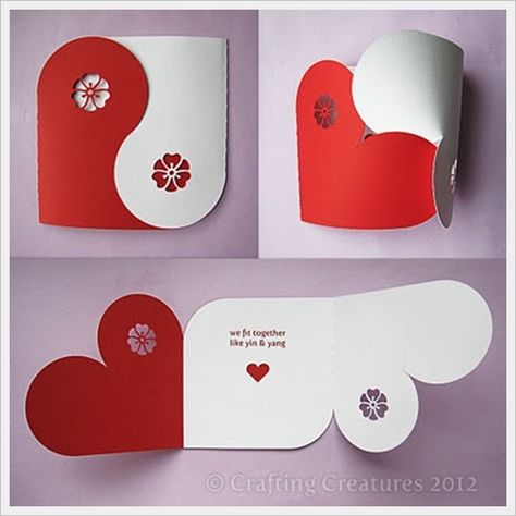 30 Cool Handmade Card Ideas For Birthday, Christmas and other Special Occasions - Page 3 of 3 - Bored Art Valentine Heart Card, Boyfriend Crafts, Seni Dan Kraf, Wrapping Ideas, Romantic Valentine, Heart Cards, Kirigami, Creative Cards, Love Cards