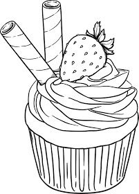 Beccy's Place: Cupcake - Strawberry Cupcakes Art Drawing, Drawings For Coloring, Drawing For Coloring, Food Paintings, Cupcake Coloring Pages, Cupcake Drawing, 귀여운 음식 그림, Food Coloring Pages, Paint And Sip