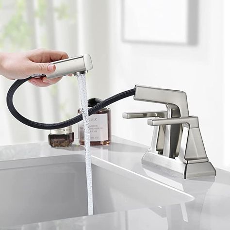 Bathroom Vanity Faucets, Centerset Bathroom Faucet, Retractable Hose, Bathroom Faucet, Bathroom Sink Faucets, Sink Faucets, Amazing Bathrooms, Bathroom Faucets, Bathroom Sink