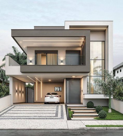 Bilik Idaman, Eksterior Modern, House Outer Design, Contemporary House Exterior, Modern Small House Design, Small House Design Exterior, Best Modern House Design, Casa Country, House Arch Design