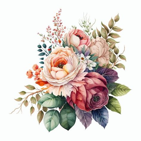 Loose watercolor flowers