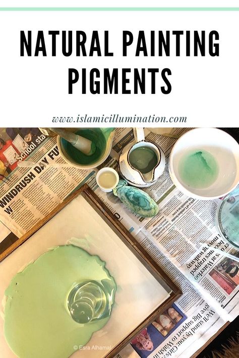 How To Make Watercolor Paint Diy, Natural Pigments Painting, Making Watercolor Paint, Diy Pigments, Diy Watercolor Paint, How To Make Ink, Islamic Illumination, Making Paint, Natural Painting