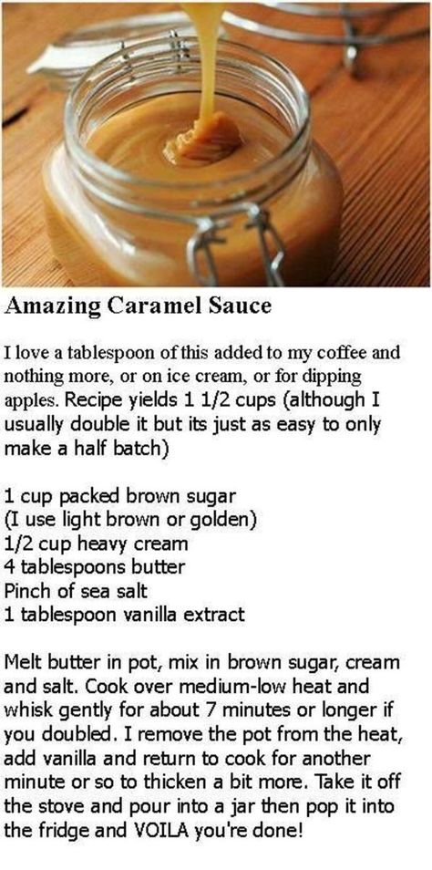 Cheap Deserts, Baking Beginner, Sweet Sauces, Caramel Recipes, Dessert Sauces, Sweet Sauce, Homemade Sauce, Salad Dressings, Caramel Sauce