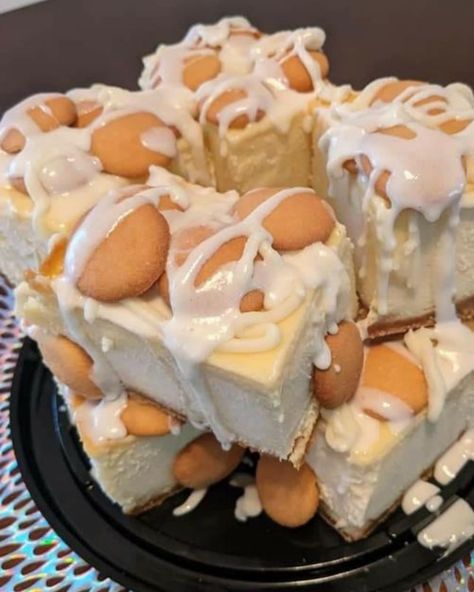 Banana Pudding Cheesecake Squares, Instant Banana Pudding, Vanilla Wafer Crust, Pecan Cobbler, Cheesecake Squares, Pudding Cheesecake, Banana Pudding Cheesecake, Cheesecake Toppings, Banana Cheesecake