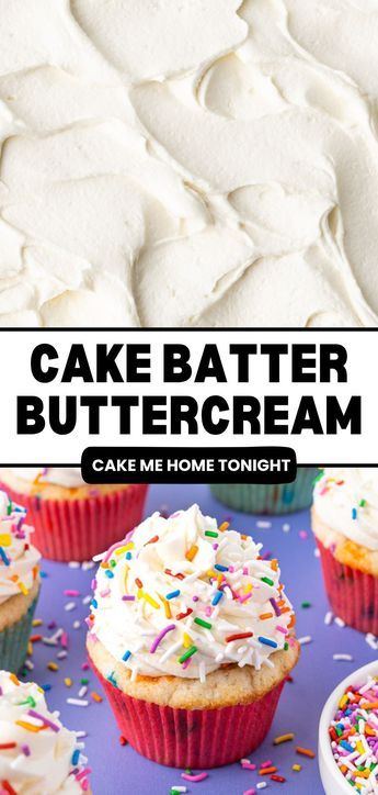 Easy, homemade cake batter buttercream frosting, perfect for cakes and cupcakes. The cake batter flavor comes from cake mix! Cake Batter Buttercream Frosting, Cake Batter Frosting, Frosting Designs Cake, Cake Batter Extract Recipes, Frosting Flavor Ideas, Homemade Cake Batter, Birthday Cake Frosting, Buttercream Recipes, Cake Batter Recipes