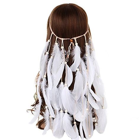 AWAYTR New White Feather Headband Women Festival Wedding Headwear Bohomia Feather Rope Crown Headdress (White) Boho Feather Headband, Crown Headdress, Wedding Headwear, Tech Ideas, Hippie Headbands, Hippie Lifestyle, Hippie Stil, Indian Headdress, Headband Women