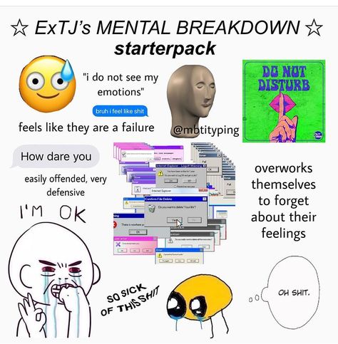 Entj Starter Pack, Enfp Starter Pack, Entp Starter Pack, Myers–briggs Type Indicator, Myers Briggs Type, Easily Offended, I'm Ok, Myers Briggs, Intj