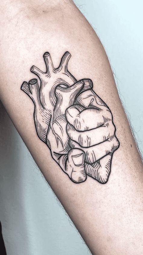 Human Heart Tattoo Designs, Human Heart Tattoo, Fist Tattoo, Heart Tattoo Ideas, Heart Tattoo Design, English Project, Heart Tattoo Designs, Tattoo Design Ideas, Human Heart