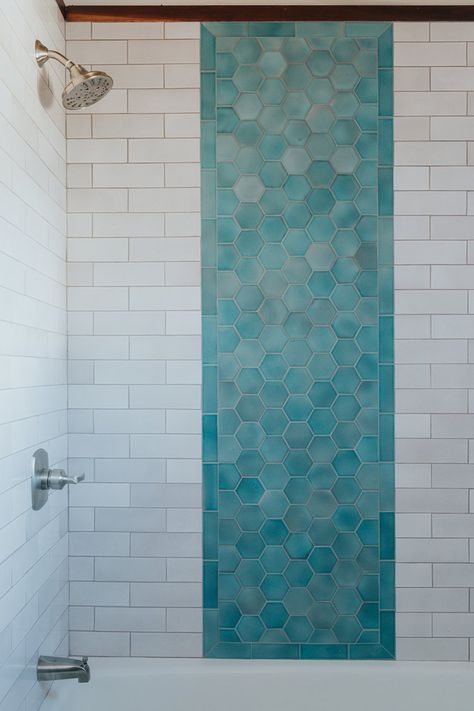 Turquoise Bathroom Tile Turquoise Bathroom Tiles, Shower Tub Combo, Bathroom Tiles Combination, Aqua Bathroom, Turquoise Bathroom, Turquoise Tile, Teal Bathroom, Full Bathroom Remodel, Bathroom Redesign