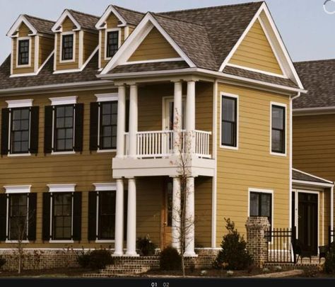 10 Gorgeous House Siding Colors That Take You Beyond "Tepid Gray": House Siding Colors: Gold House Siding Colors, House Siding Options, Siding Colors For Houses, Vinyl Siding Colors, Homestead House, Siding Options, Window Trim Exterior, House Restoration, Siding Colors