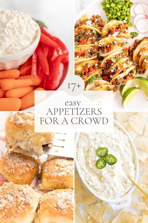 Easy Premade Party Food, Make Ahead Apps For A Crowd, Appetizers For Big Crowds, Easy Apps For Large Crowd, Party Appetizers Make Ahead, Easy Appetizers For Large Groups, Appetizer For Large Crowd, Appetizer Spread For Party, Easy Horderves Appetizers Simple