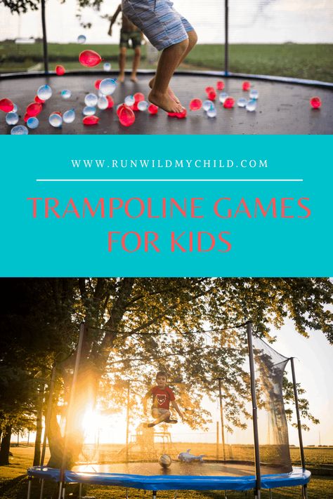 Trampoline games for kids - so many fun and creative ways to play on a trampoline! Water games, ball games, single-play activities, trampoline sports, musical games, and so much more! #trampoline #trampolinegames #trampolineactivities #trampolinefun #outdoorkids #summer #games Trampoline Games For Kids, Trampoline Activities, Fun Trampoline Games, Trampoline Ideas, Trampoline Birthday Party, Fun Water Games, Trampoline Games, Trampoline Party, Workout Benefits