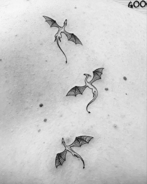 three dragons done on the middle of my back 3 Dragons Tattoo, Dragon Tattoo Simple, Baby Dragon Tattoos, Blitz Tattoo, Three Dragons, Dragon Tattoo Drawing, Dragon Tattoo Sketch, Dragons Tattoo, Small Dragon Tattoos