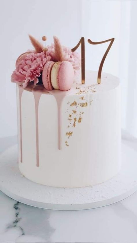 Pretty Cake Decorating, 17 Birthday Cake, Sweet 16 Birthday Cake, Desserts Cake, Pretty Cake, Cake Simple, Elegant Birthday Cakes, 16 Birthday Cake, Decor Cake