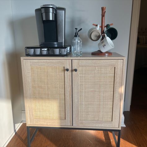 Transform your space with a chic coffee bar with the Best Choice Products Rattan Storage Cabinet. Versatile, stylish, and available on Amazon! Rattan Coffee Bar, Cupboard For Living Room, Chic Coffee Bar, Furniture Multifunctional, Rattan Storage Cabinet, Rattan Storage, Kitchen Sideboard, Living Room Hallway, Hallway Kitchen