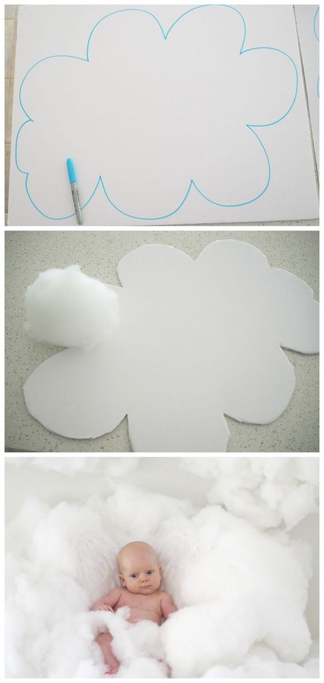 DIY Clouds! Perfect for an adorable photo shoot or party prop! Photography Backdrop Ideas, Diy Newborn Photography, Baby Photography Backdrop, Diy Photography Props, Photography Backdrops Diy, Photo Props Diy, Foto Kids, Diy Photo Backdrop, Foto Newborn