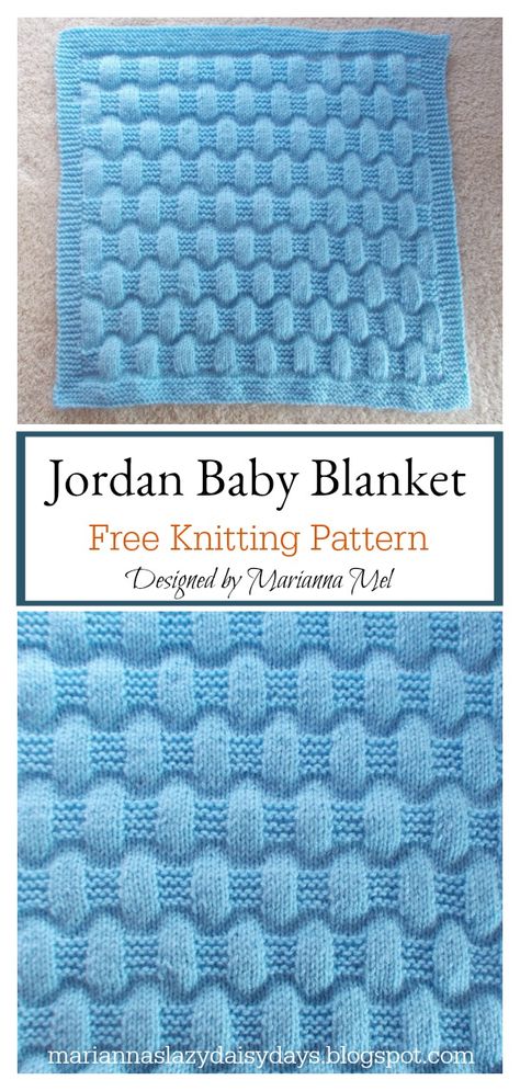 Jordan Baby Blanket Free Knitting Pattern #startknittingfreepattern #freeknittingpattern #easyknittingpatterns #babyblanketpattern Baby Blanket Knitting Pattern Easy, Easy Blanket Knitting Patterns, Baby Boy Knitting Patterns Free, Small Baby Blankets, Knit Baby Blanket Pattern Free, Easy Knit Baby Blanket, Boys Knitting Patterns Free, Free Baby Blanket Patterns, Easy Knitting Patterns Free