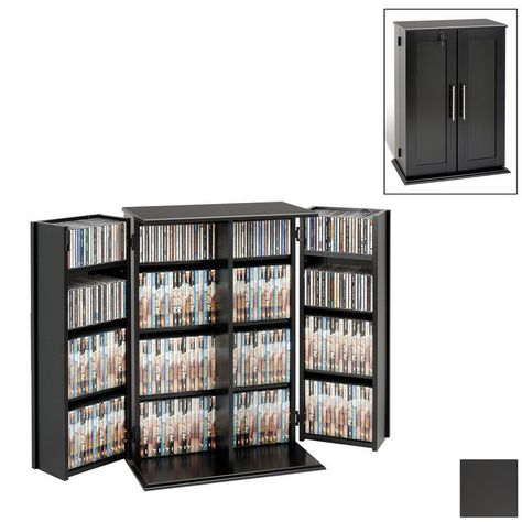 Prepac Furniture Black Multimedia Storage Unit BLS-0192 Dvd Storage Cabinet, Diy Dvd Storage, Dvd Shelves, Locking Storage Cabinet, Cd Dvd Storage, Media Storage Cabinet, Dvd Storage, Office Storage Cabinets, Shaker Doors