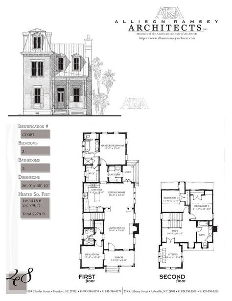 This plan is 2274 Heated Square Feet, 3 Bedrooms and 3 Bathrooms. Carolina Inspirations, Book II, Page 48, C0387. First Floor Master House Plans, Large House Floor Plans, Second Empire House Plans, Second Empire House, Empire House, Empire Architecture, Cottage Bedrooms, Victorian House Plans, Narrow Lot House Plans