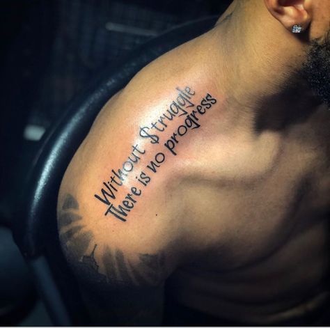 Half Sleeve Quote Tattoos Men, Simple Male Tattoo Ideas, Men Tattoo Ideas Chest, Neck Quote Tattoo, Humble Beast Tattoo Men, Chest Tattoo Men Ideas Black Man, Black Male Tattoos, Trap Tattoos Men, Hustle Tattoo